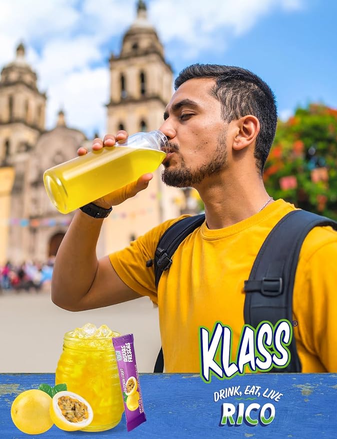 Klass Aguas Frescas | Drink Mix Packets | Passionfruit Flavored | Sugar Free On-The-Go Packets, Low
