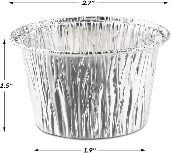 EUSOAR Aluminum Cupcake Liner, 3.5 Ounce 100Pcs Disposable Aluminum Foil Baking Cups, Ramekin