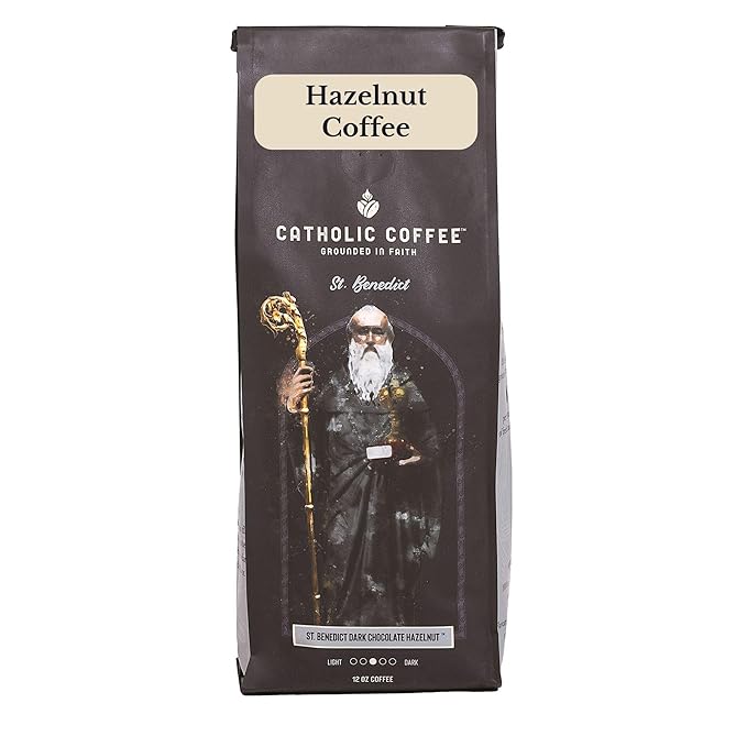 Catholic Coffee St. Benedict | Chocolate Hazelnut Flavored Medium Roast Ground Coffee | 12oz Bag