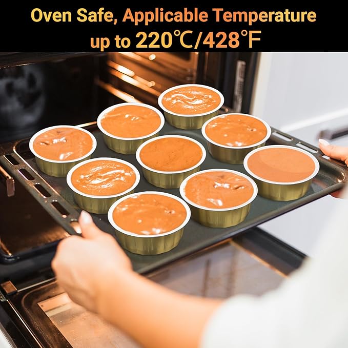 Beasea 8 oz 100 Pack Aluminum Ramekins, Disposable Ramekins Foil Cups Baking 3.9" Ramekin Cup