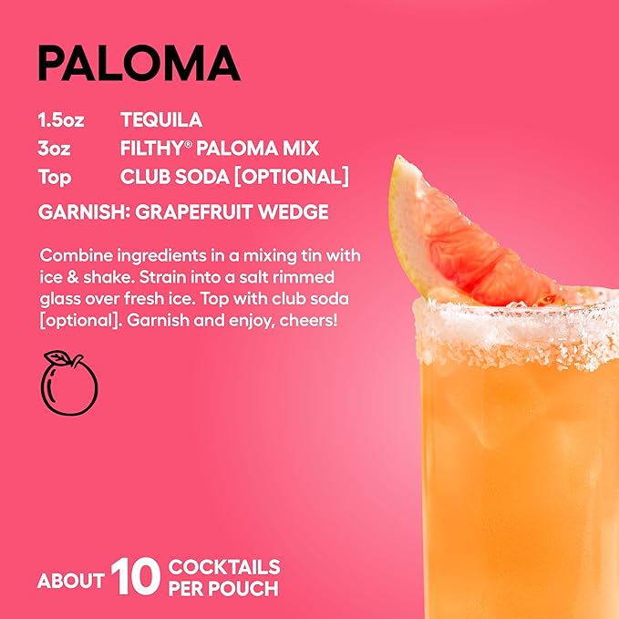 Filthy Paloma Mix, Premium Cocktail Mixer, All-Natural, Non-GMO, Vegan & Gluten-Free, Made with