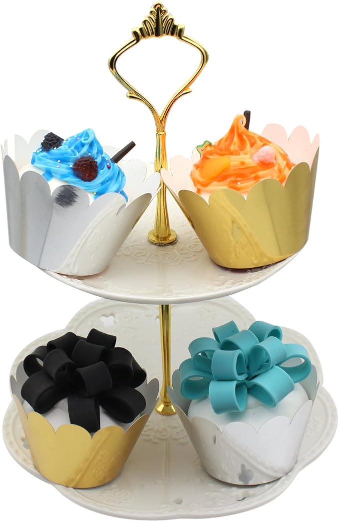 KPOSIYA Set of 100 Artistic Bake Cake Cups Filigree Little Vine Lace Laser Cut Cupcake Wrapper