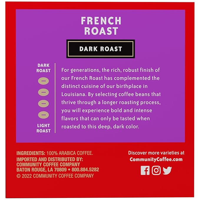 Community Coffee French Roast 12 Count Coffee Pods, Extra Dark Roast, Compatible with Keurig 2.0
