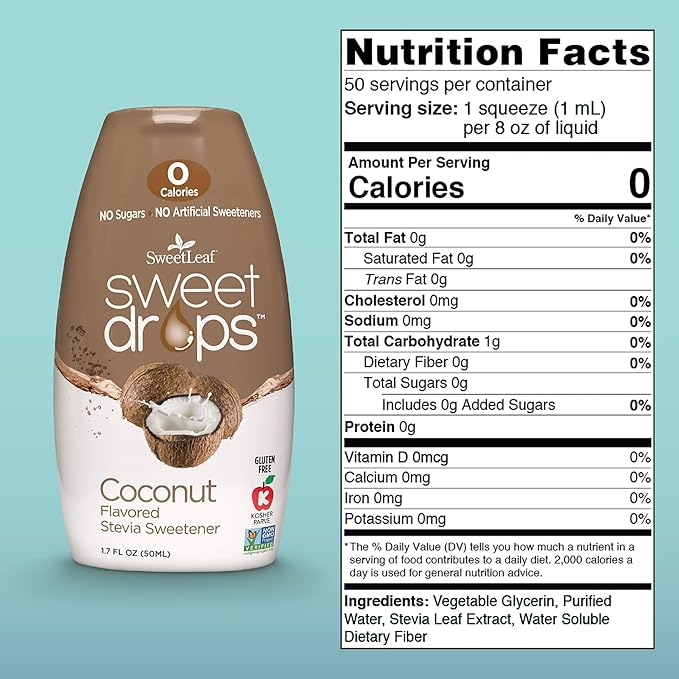 SweetLeaf Sweet Drops Coconut Stevia Liquid Sweetener - Flavor Foods, Keto Coffee with Sugar Free