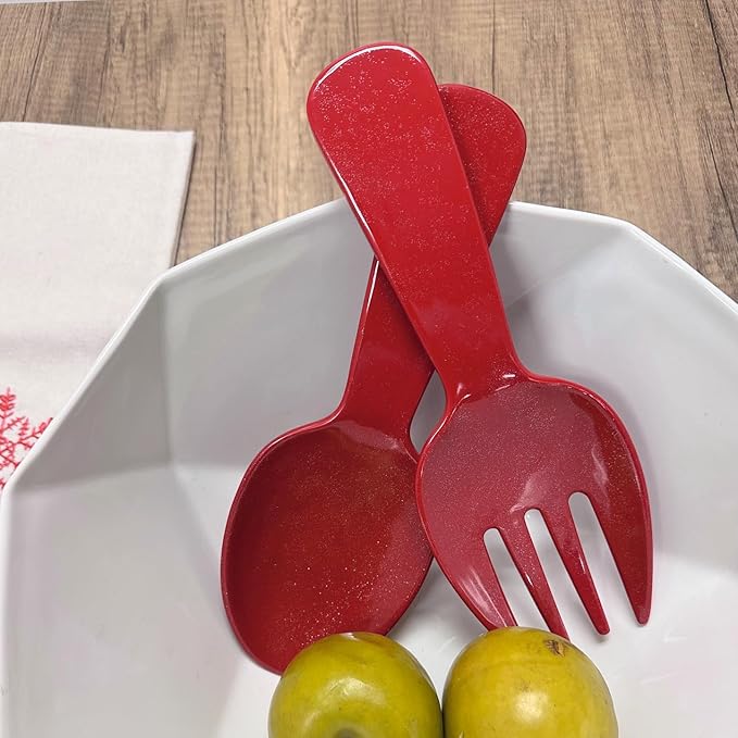 UPware Twinkle Dust Melamine Salad Servers, Serving Utensil Set, Includes Serving Fork and Spoon