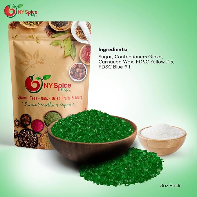 NY Spice Shop Green Sanding Sugar - 1 PoundSweet Colorful Edible Sprinkles For Candy Dish - Sugar