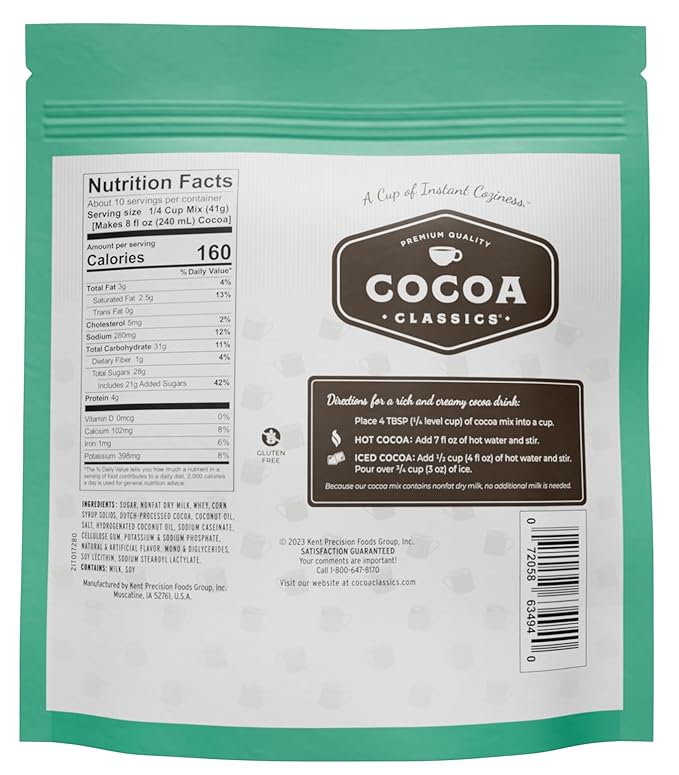 Cocoa Classics Mint Cocoa Mix, Hot Chocolate, Made with Nonfat Milk, Just Add Hot Water, Make Hot