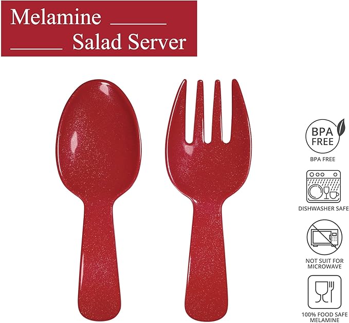 UPware Twinkle Dust Melamine Salad Servers, Serving Utensil Set, Includes Serving Fork and Spoon