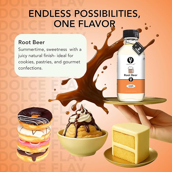Dolce Flav Root Beer Extract ??2 Ounce Oil-Soluble Kosher, Sugar-Free, Concentrated Classic Root