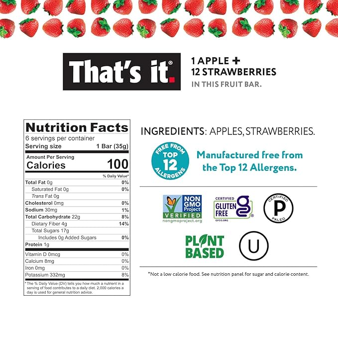 That's it. Fruit Bars 12 Variety Pack 100% Natural Real Fruit Bar, High Fiber Vegan, Gluten Free