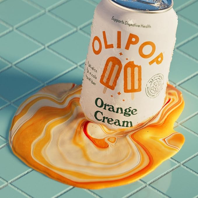 OLIPOP Prebiotic Soda Pop, Orange Cream, A New Kind of Soda Packed with Prebiotics, Fiber, and