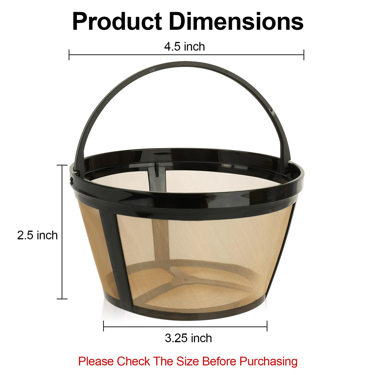Reusable Coffee Filters 8-12 Cup Compatible with Black Decker Mr Coffee & Most Standard 8-12 Cup