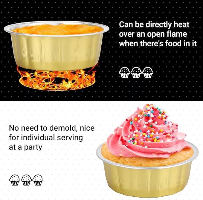 Beasea Disposable Aluminum Ramekins, 8oz 200 Pack Ramekins Foil Baking Cups 3.9" Ramekin Cup