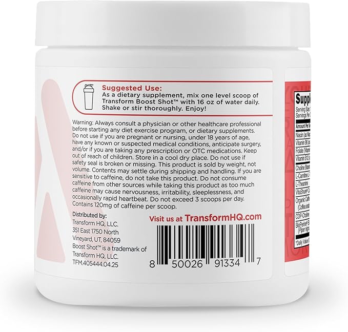 TransformHQ Everyday Boost Shot 28 Servings (Fruit Punch) - Non-GMO, Gluten-Free
