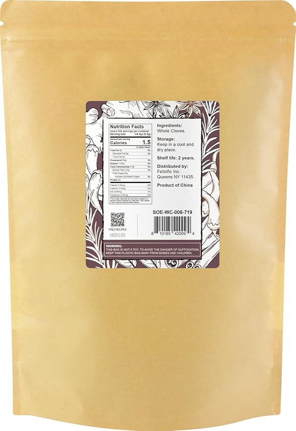 Soeos Whole Cloves 8 Ounce, Premium Quality Fresh Hand Picked Cloves Whole, Great for Foods and