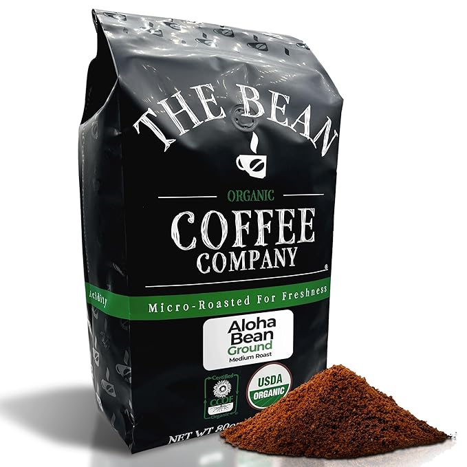The Bean Organic Coffee Company Aloha Bean (Hawaiian Hazelnut), Medium Roast, Ground Coffee