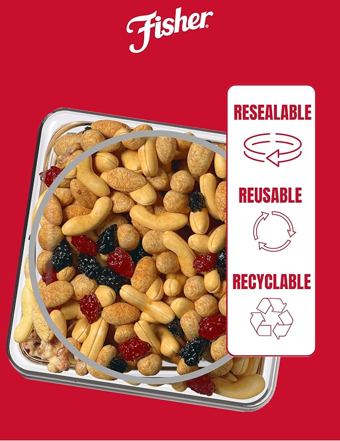 Fisher Snack Sweet Nut Bulk Trail Mix, 38 oz (Pack of 1), Honey Roasted Peanuts, Raisins, Frosted