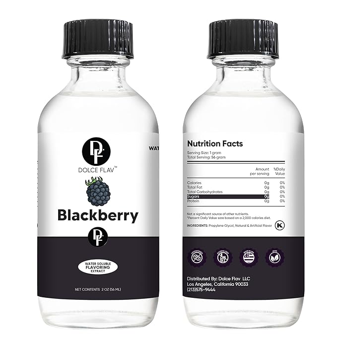 Dolce Flav Blackberry Extract - 2 Ounce Water-Soluble Multipurpose Flavoring Ideal for Baked Goods