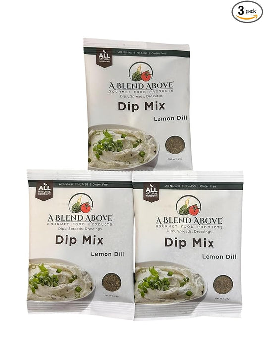 A Blend Above Lemon Dill Dip Mix Gourmet Food Product, 1 oz Packet (3 Pack), Gluten-Free, No MSG