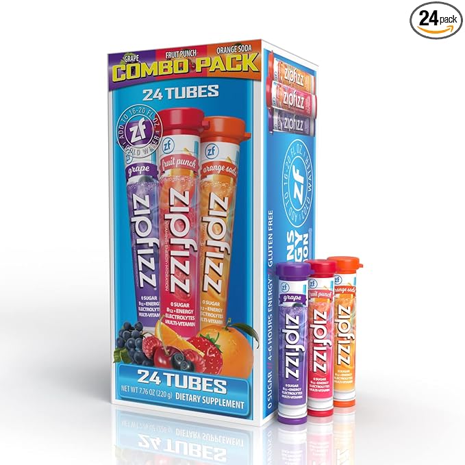 Zipfizz Energy Drink Mix, Electrolyte Hydration Powder with B12 and Multi Vitamin, Combo Pack (24