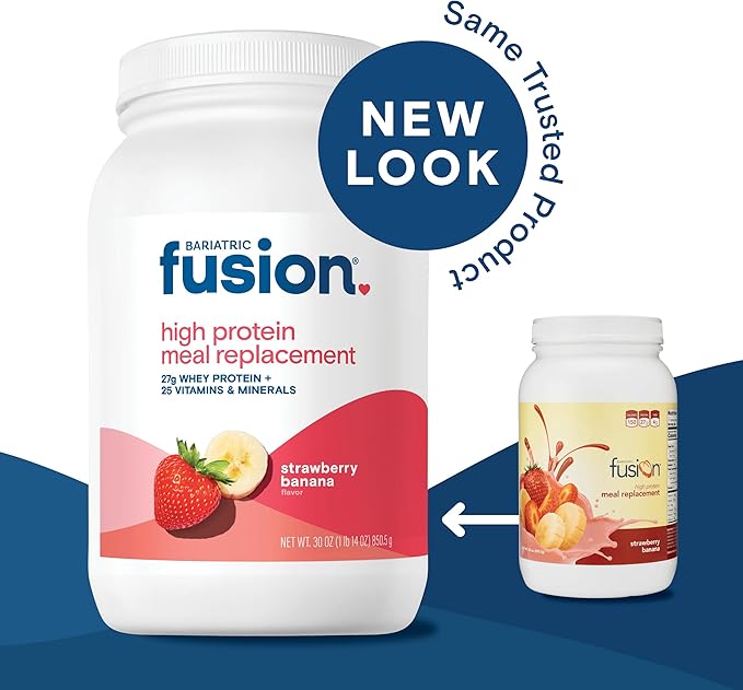 Bariatric Fusion Strawberry Banana Meal Replacement 27g Protein Powder, 21 Serving Tub for