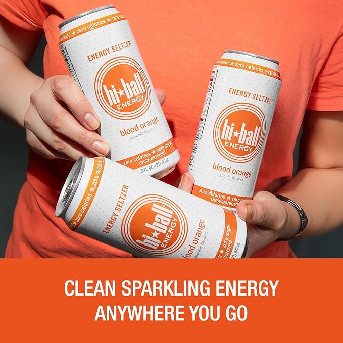 Hiball Energy Seltzer Water, Caffeinated Sparkling Water Made with Vitamin B12 and Vitamin B6