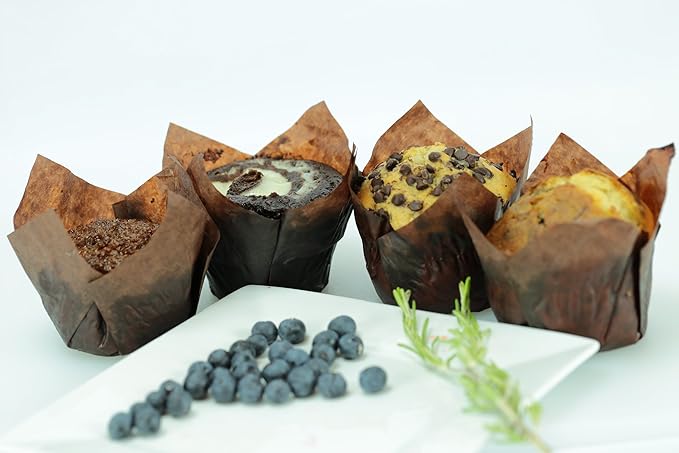 Brown Tulip Baking Cups, Medium Size, for Muffins, Cupcakes, Eco Friendly, Disposable, Non-Stick