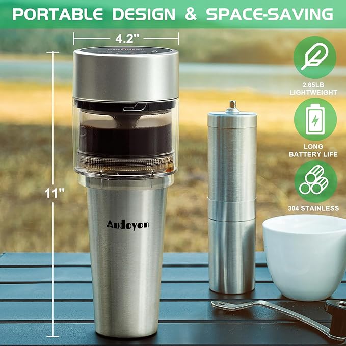 Coffee & Tea Maker, Portable Cold Brew Coffee Machine, Rapid Tea Brewer 16oz Hot & Iced
