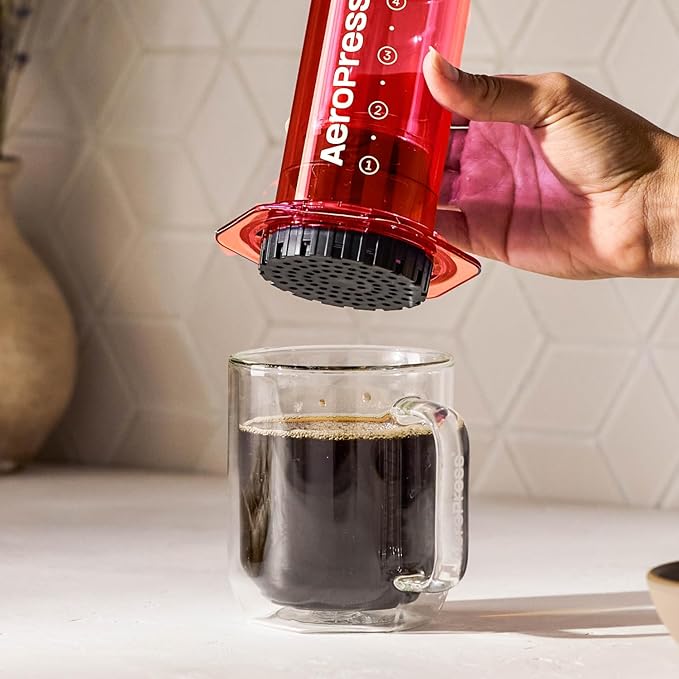 AeroPress Clear Red Coffee Press – 3 In 1 Brew Method Combines French Press, Pourover, Espresso