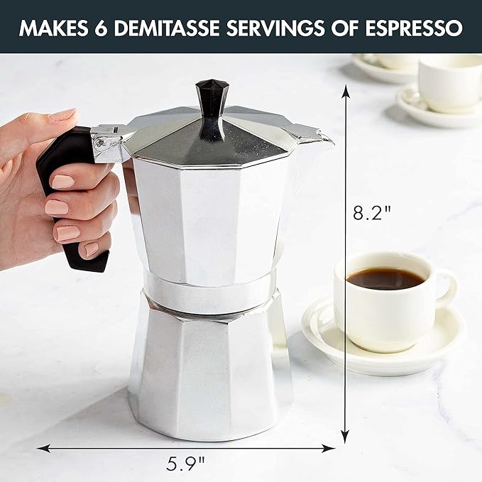 Primula Stovetop Espresso Maker and Handheld Electric Milk Frother Gift Set, Moka Pot for Classic
