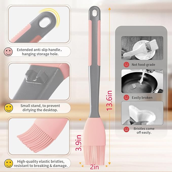 Extra Long Pastry Brush - Silicone Spatula - Basting Brush+Spatula Silicone Heat Resistant,for