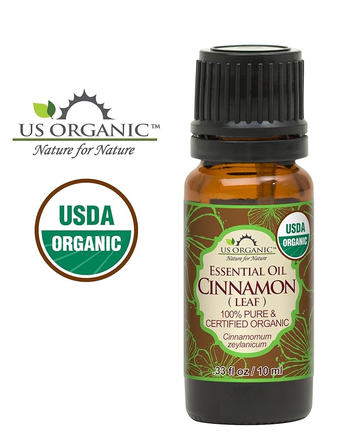 US Organic 100% Pure Cinnamon Leaf Essential Oil - USDA Certified Organic, Steam Distilled - W/Euro