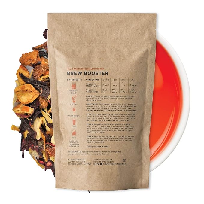 Kombucha.com Orange Blossom Lemon Drop Brew Booster ??Premium Botanical Flavor Enhancer for Home