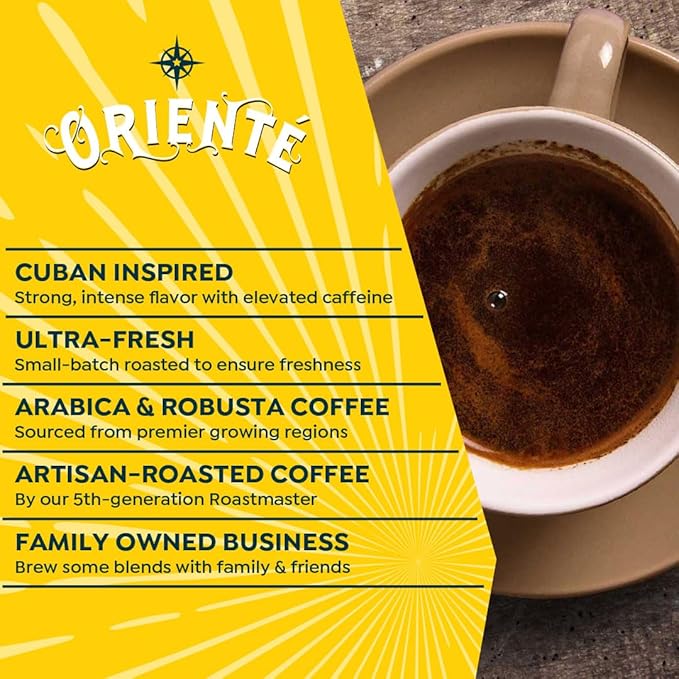 Oriente Sweetened Espresso Coffee Pods, 18 ct, Dark Roast Flavored Cuban Inspired Coffee in