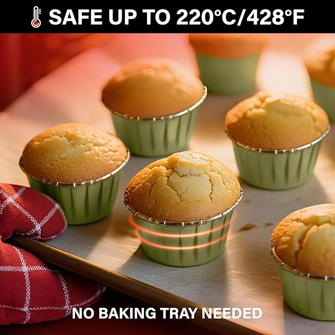 EUSOAR Cupcake Cups, 50pcs 3.5oz Muffin Cupcake Liners Disposable Ramekins, Aluminum Foil Wrappers