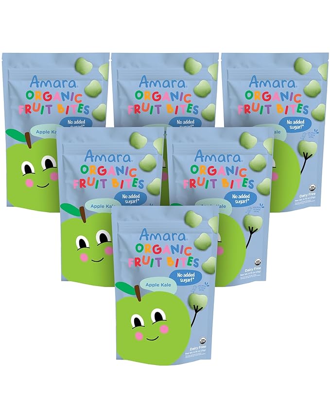 Amara Organic Fruit Bites Apple Kale - No Artificial Colors/Dyes, Added Sugar, Dairy-Free Fruit