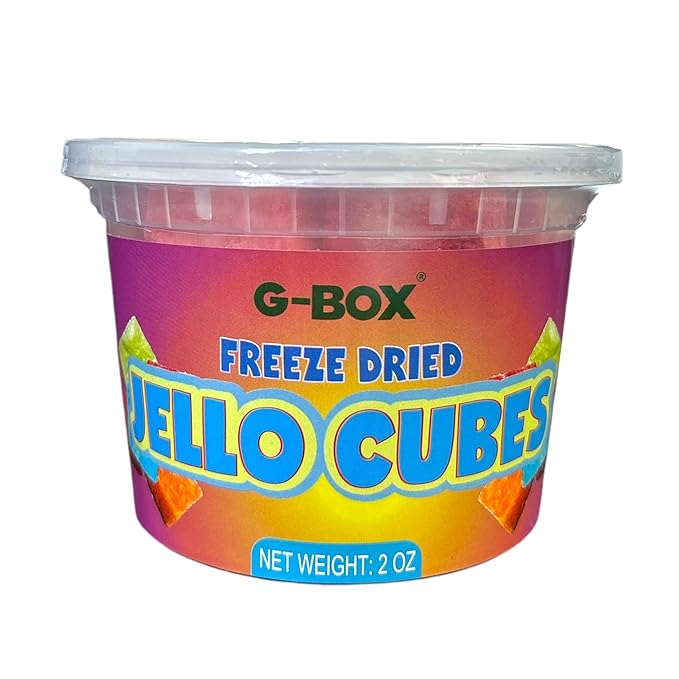 G-Box Freeze-Dried Cherry Jello Cubes - 2 oz | USA-Made Freeze Dried Cherries Jelly | Freeze-Dried