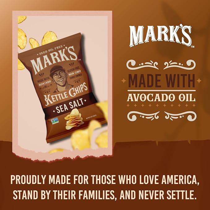 MARK???Kettle Cooked Avocado Oil Potato Chips, Sea Salt ??Seed Oil & GMO Free | Sea Salt, 5 oz