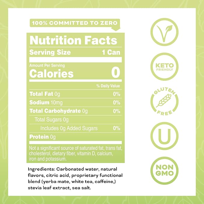 Yerbaé Energy Beverage Yuzu Lime - Lemon Lime Flavor. Energized by Yerba Mate. Naturally