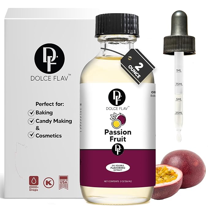 Dolce Foglia Passion Fruit Extract - 2 Ounce Oil-Soluble Multipurpose Flavoring Ideal for Candy