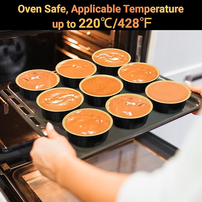 Beasea Disposable Baking Ramekins, 8 oz 100 Pack 3.9" 235ml Aluminum Foil Cups Bake Utility Ramekin