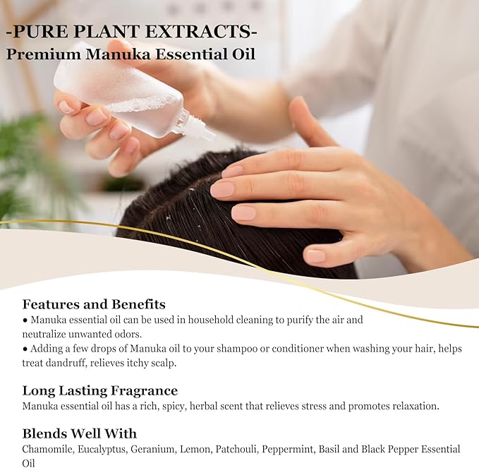 Manuka Essential Oil 118ml Large Capacity Pure Manuka Oil with Glass Dropper for Skin, Diffuser