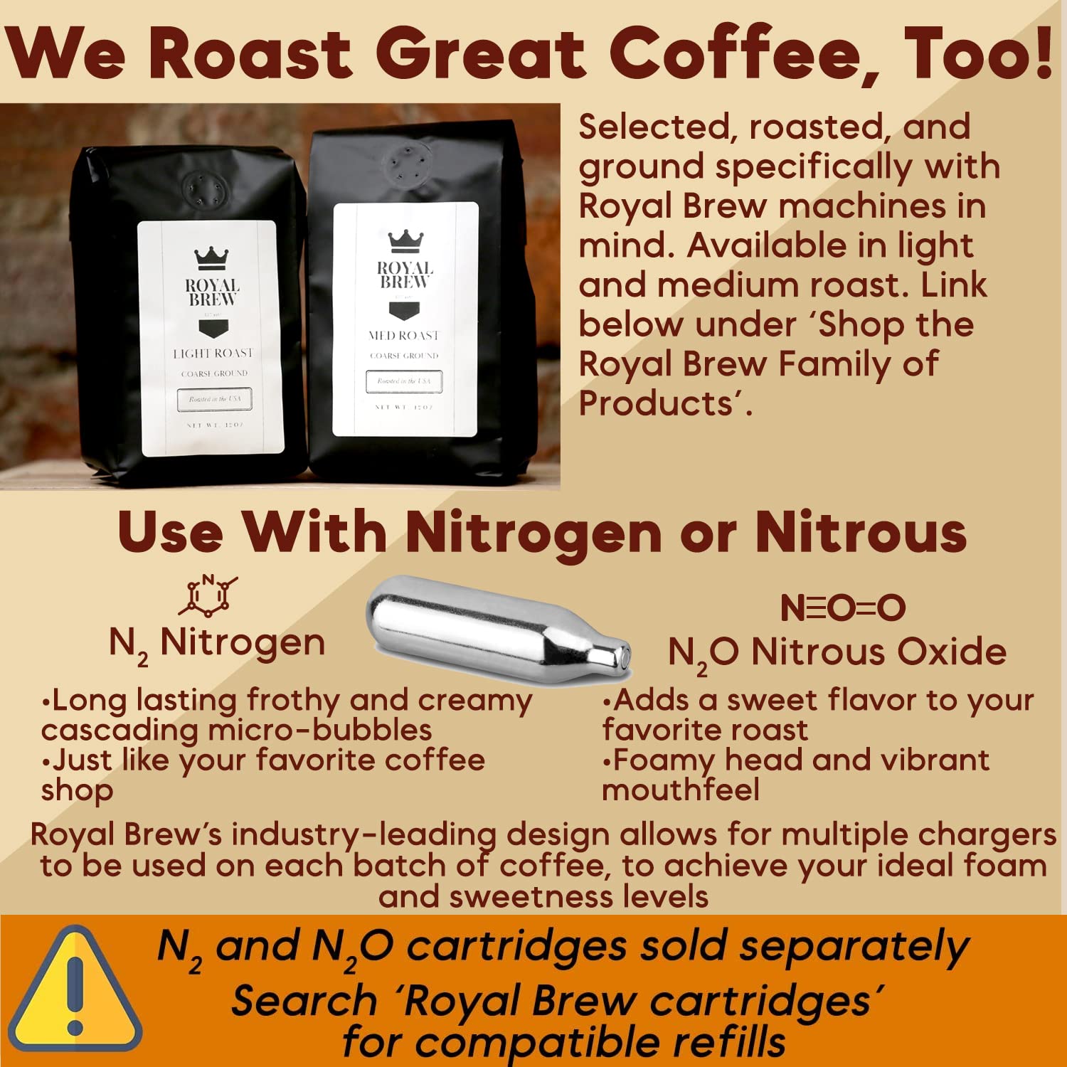 The Original Royal Brew Nitro Cold Brew Coffee Maker - Gift for Coffee Lovers -128 oz Extra Large