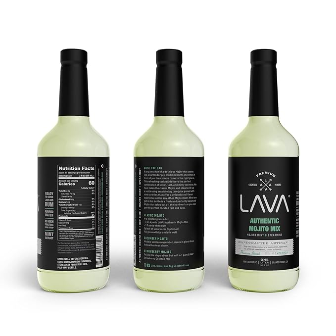 (3 Pack) LAVA Premium Authentic Mojito Mix, Made with Real Lime Juice, Mojito Mint, Spearmint