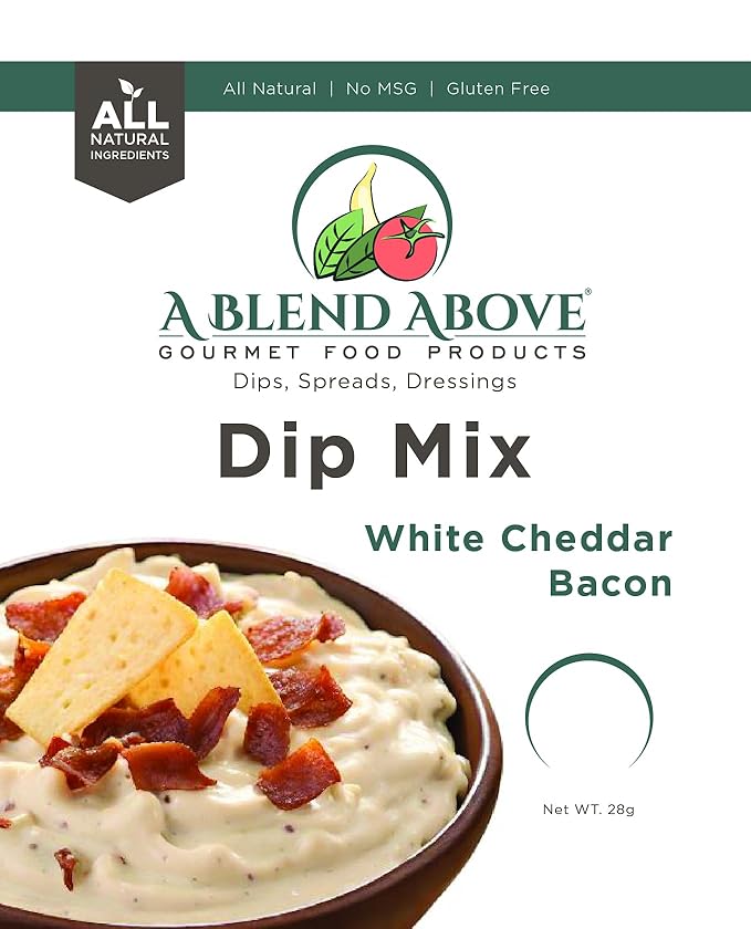 A Blend Above White Cheddar Bacon Dip Mix Mixed Seasonings Packet, 1 oz (3 Pack), Gluten-Free, No
