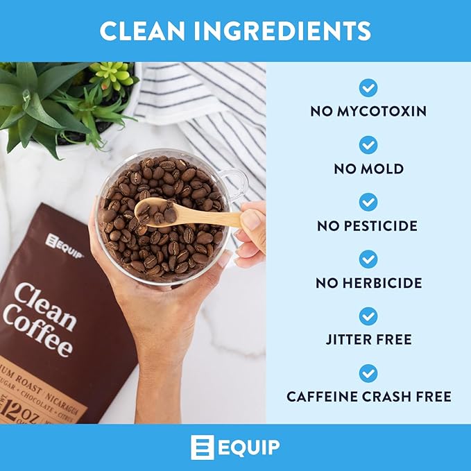 Equip Foods Clean Coffee | Gold Standard, Certified Organic, Fair Trade, Regenerative | Medium