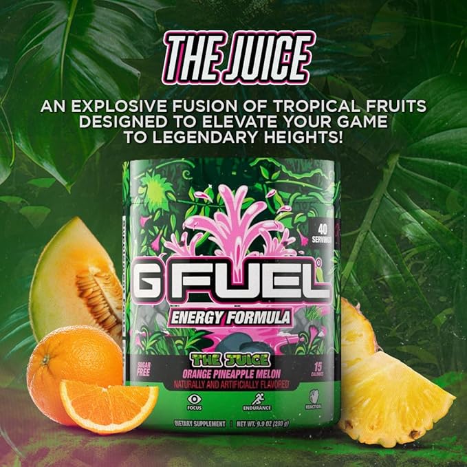 G Fuel The Juice Energy Drink Powder, Pre Workout Caffeine Mix for Gaming, Sugar Free Focus Amino