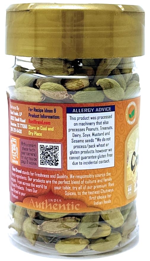Rani Green Cardamom Pods Spice (Hari Elachi) 2oz (56g) PET Jar ~ All Natural | Vegan | Gluten