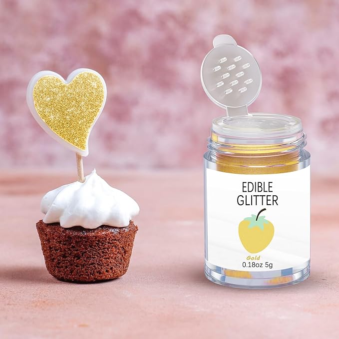Gold Edible Glitter Glimmer Powder for Cakes Drinks - Colaele 5 grams Food Grade Luster Dust