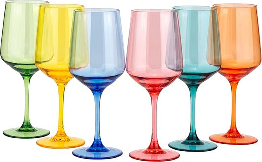 KOXIN-KARLU Unbreakable Classic 18 ounce All-Purpose Plastic Stem Wine Glasses Acrylic Glasses, set
